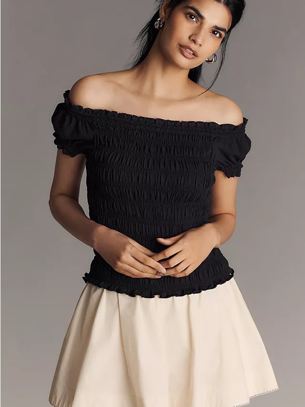 Maeve Off-Shoulder Smocked top